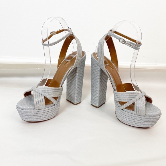Like New Aquazzura Sundance Platform Glitter Platform Heels - Picture 11 of 15